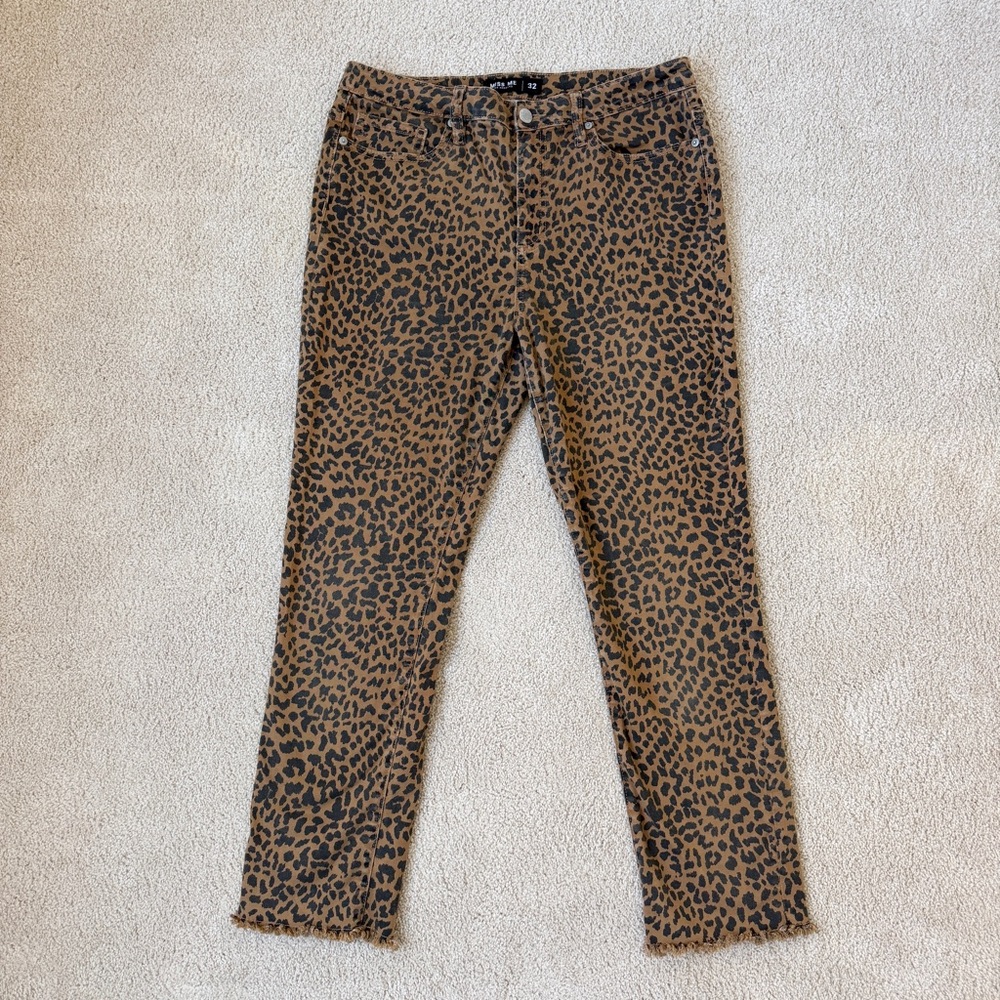 Miss Me Leopard Print Ankle Jeans in Brown and Black